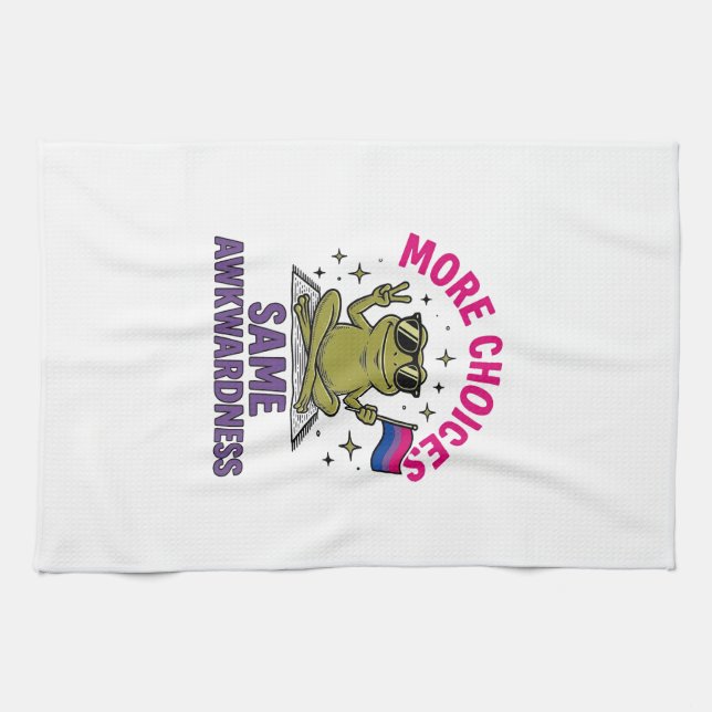 Funny Bi Frog Pride Shirt Design_1 Tea Towel (Horizontal)