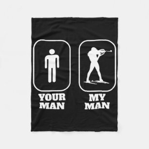 Funny Biathlon Biathlete Biathlonist Boyfriend Gir Fleece Blanket