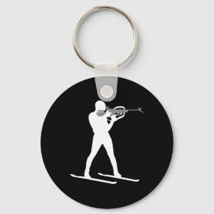 Funny Biathlon Biathlete Shooting Skiing Target Sp Key Ring