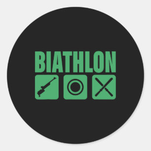 Funny Biathlon Biathlete Target Sports Shooting Sk Classic Round Sticker