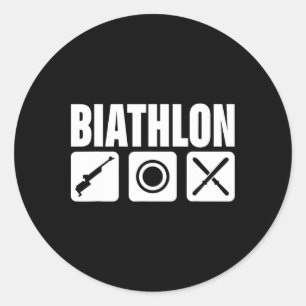Funny Biathlon Biathlete Target Sports Shooting Sk Classic Round Sticker