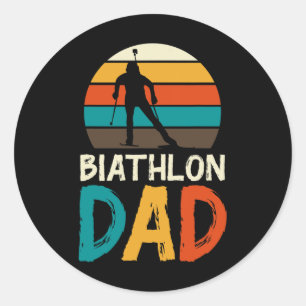 Funny Biathlon Winter Ski Skiing Fun Lovers 4 Classic Round Sticker