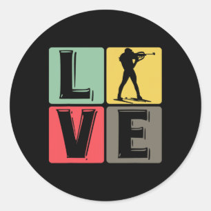 Funny Biathlon Winter Ski Skiing Fun Lovers 5 Classic Round Sticker