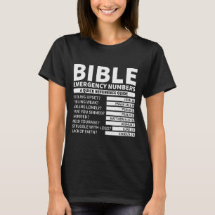 Funny Bible Emergency Numbers Christian T-Shirt