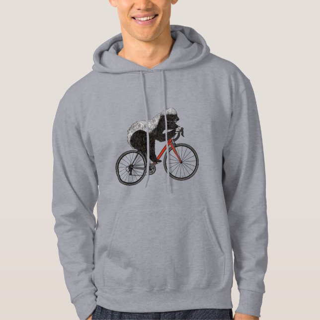 Funny Bicycle Honey Badger Cyclist Hoodie (Front)
