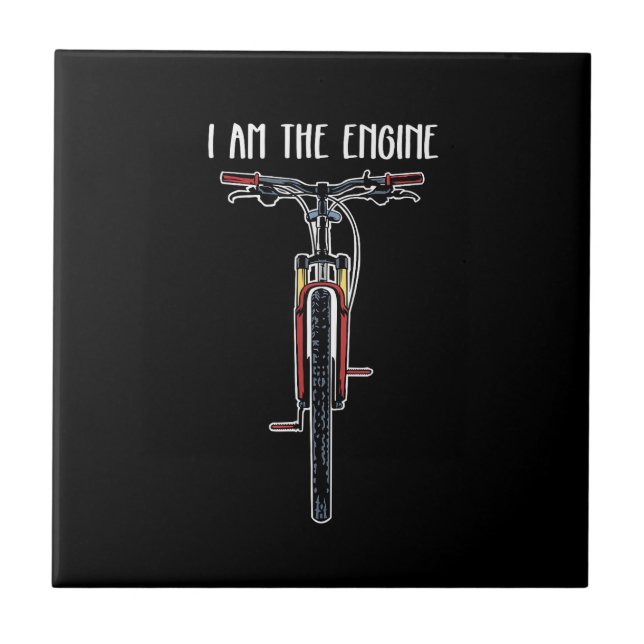 Funny Bicycle I Am The Engine Ceramic Tile (Front)
