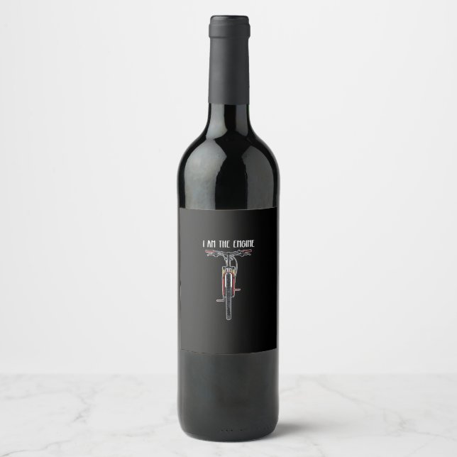 Funny Bicycle I Am The Engine Wine Label (Front)