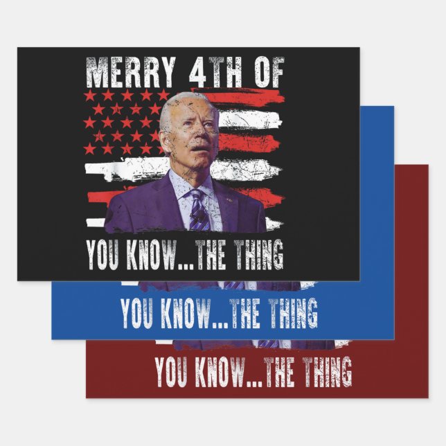 Funny Biden Confused Merry Happy 4th of You Know  Wrapping Paper Sheet (Set)