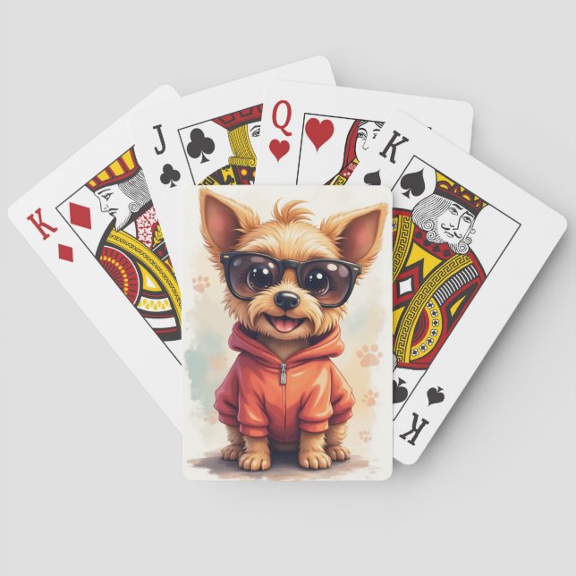 Funny Biewer Terrier Kawaii Dog Playing Cards (Back)