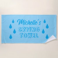 Funny big blue crying towel for beach or pool