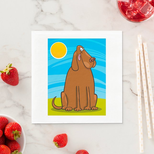 Funny Big Brown Dog Sitting in the Sun Napkin (Creator Uploaded)