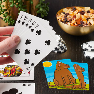 Funny Big Brown Dog Sitting in the Sun Playing Cards