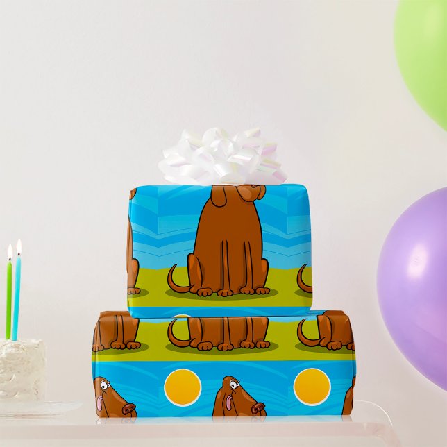 Funny Big Brown Dog Sitting in the Sun Wrapping Paper (Creator Uploaded)