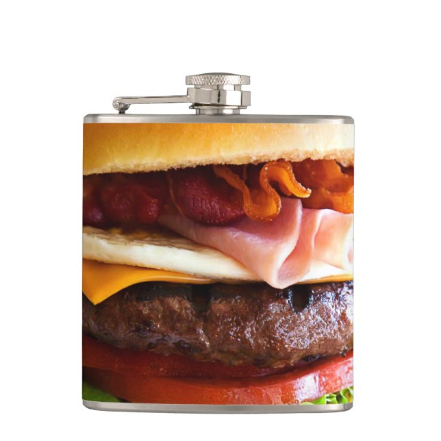 Funny big burger hip flask (Front)