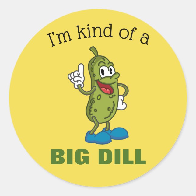 Funny Big Dill Pickle Pun Classic Round Sticker (Front)