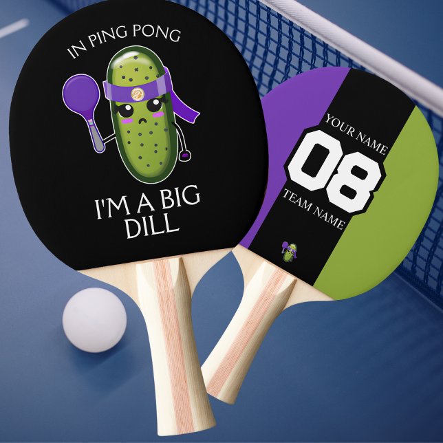 Funny Big Dill Team Name Number Purple Black Green Ping Pong Paddle (Creator Uploaded)