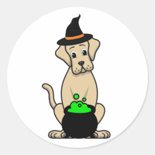 Funny big dog is a witch classic round sticker