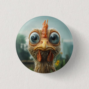 Funny Big-Eyed Chicken Close-Up 3 Cm Round Badge