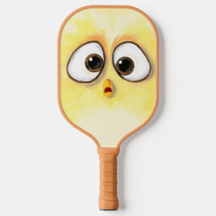 Funny Big Eyed Chicken Pickleball Paddle Cartoon