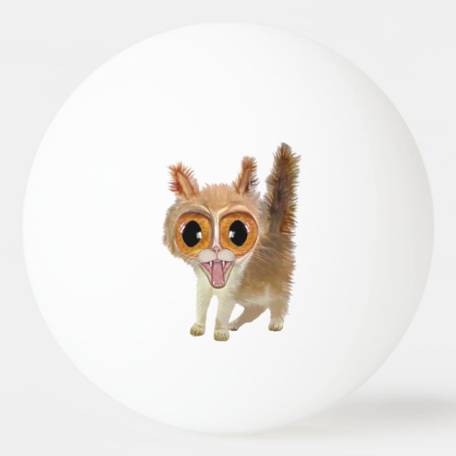Funny Big Eye'd Kitty Cat Ping Pong Ball (Front)