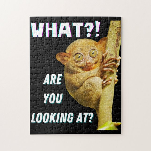 Funny Big Eyed Tarsier What Are You Looking At Jigsaw Puzzle (Vertical)