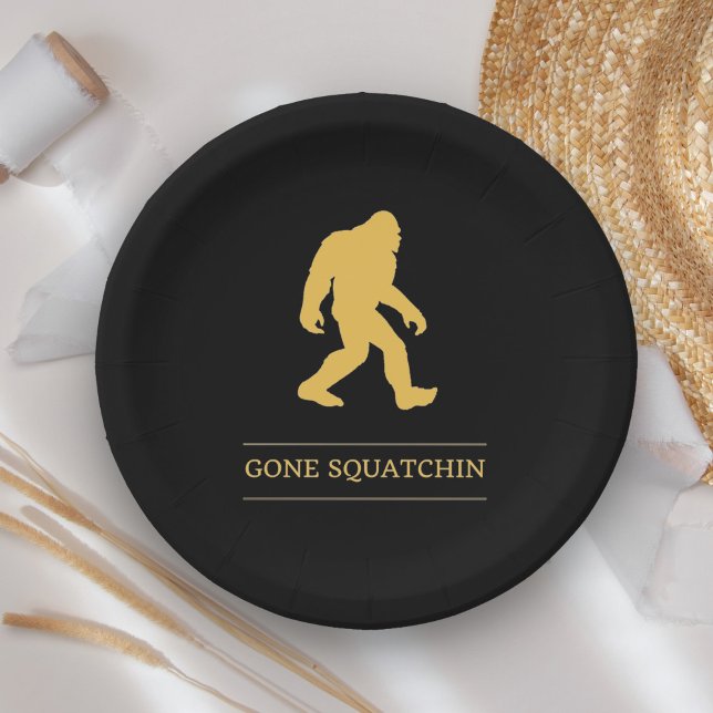 Funny Big Foot Gone Squatchin Sasquatch Paper Plate (Creator Uploaded)