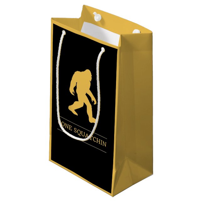 Funny Big Foot Gone Squatchin Sasquatch Small Gift Bag (Front Angled)