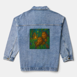 Funny Big Foot Noises in Woods Fantasy Art Denim Jacket