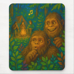 Funny Big Foot Noises in Woods Fantasy Art Mouse Pad