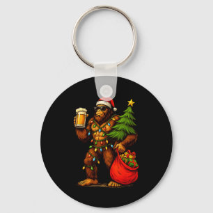 Funny Big Foot Santa Hat Drink Christmas Tree Xmas Key Ring