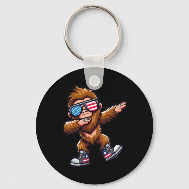 Funny Big Foot Sasquatch 4th Of July  Key Ring (Front)