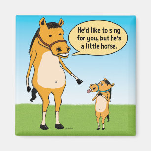 Funny Big Horse and Little Horse Fridge Magnet