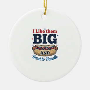 Funny Big Hot Dog Vintage T-Shirt Design_1 Ceramic Ornament