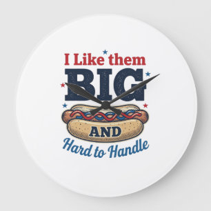 Funny Big Hot Dog Vintage T-Shirt Design_1 Large Clock