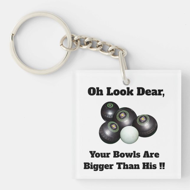 Funny Big Lawn Bowls, Key Ring (Front)