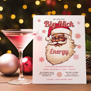 Funny Big Nick Energy African American Santa Party Invitation
