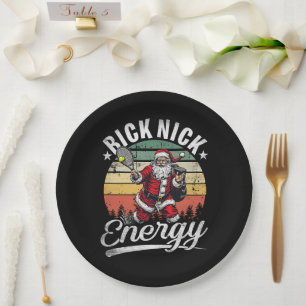 Funny Big Nick Energy Santa Tennis Christmas Paper Plate