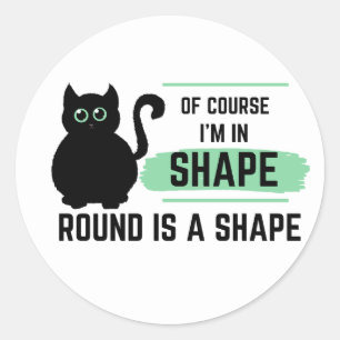Funny Big Round Cat Black Round Shaped Cat Classic Round Sticker