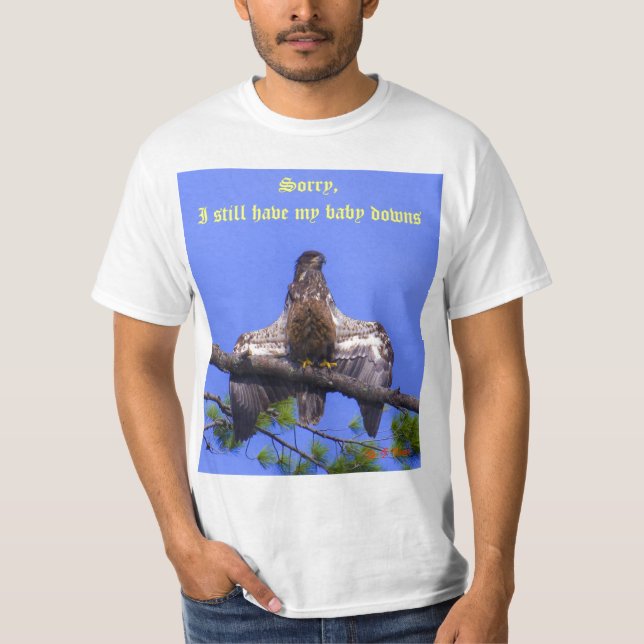 Funny big snapshot with baby Bald Eagle on t-shirt (Front)