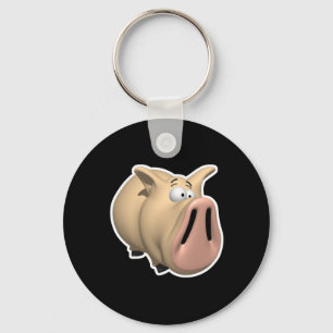 funny big snout pig key ring