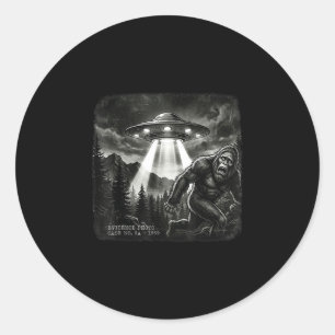 Funny bigfoot alien ufo vintage evidence photo classic round sticker