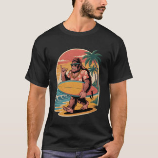 Funny Bigfoot Aloha Hawaiian Surfing Tropical Beac T-Shirt