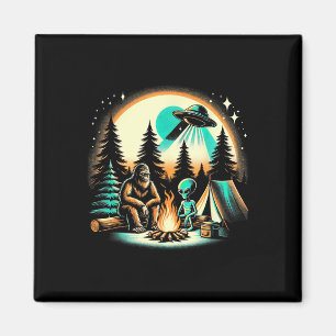Funny Bigfoot & Alien Ufo Camping Outdoor Adve Magnet