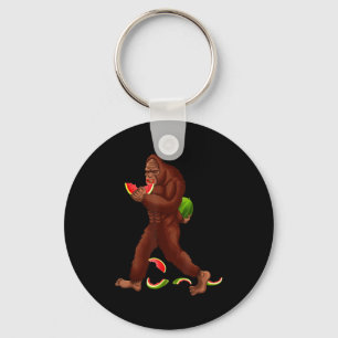 Funny bigfoot & watermelon slice summer key ring