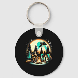 Funny Bigfoot And Alien Ufo Camping Outdoor Advent Key Ring