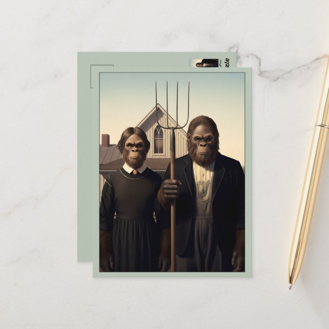 Funny Bigfoot Art Theme Postcard (Front/Back In Situ)