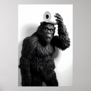Funny Bigfoot Bathroom Print Sasquatch Toilet