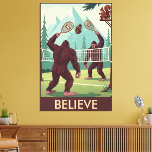 Funny Bigfoot believe Canvas Print
