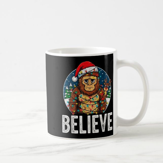 Funny Bigfoot Believe Christmas Sasquatch Santa Fo Coffee Mug (Right)