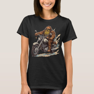Funny Bigfoot Biker Sasquatch Riding a Motorcycle T-Shirt